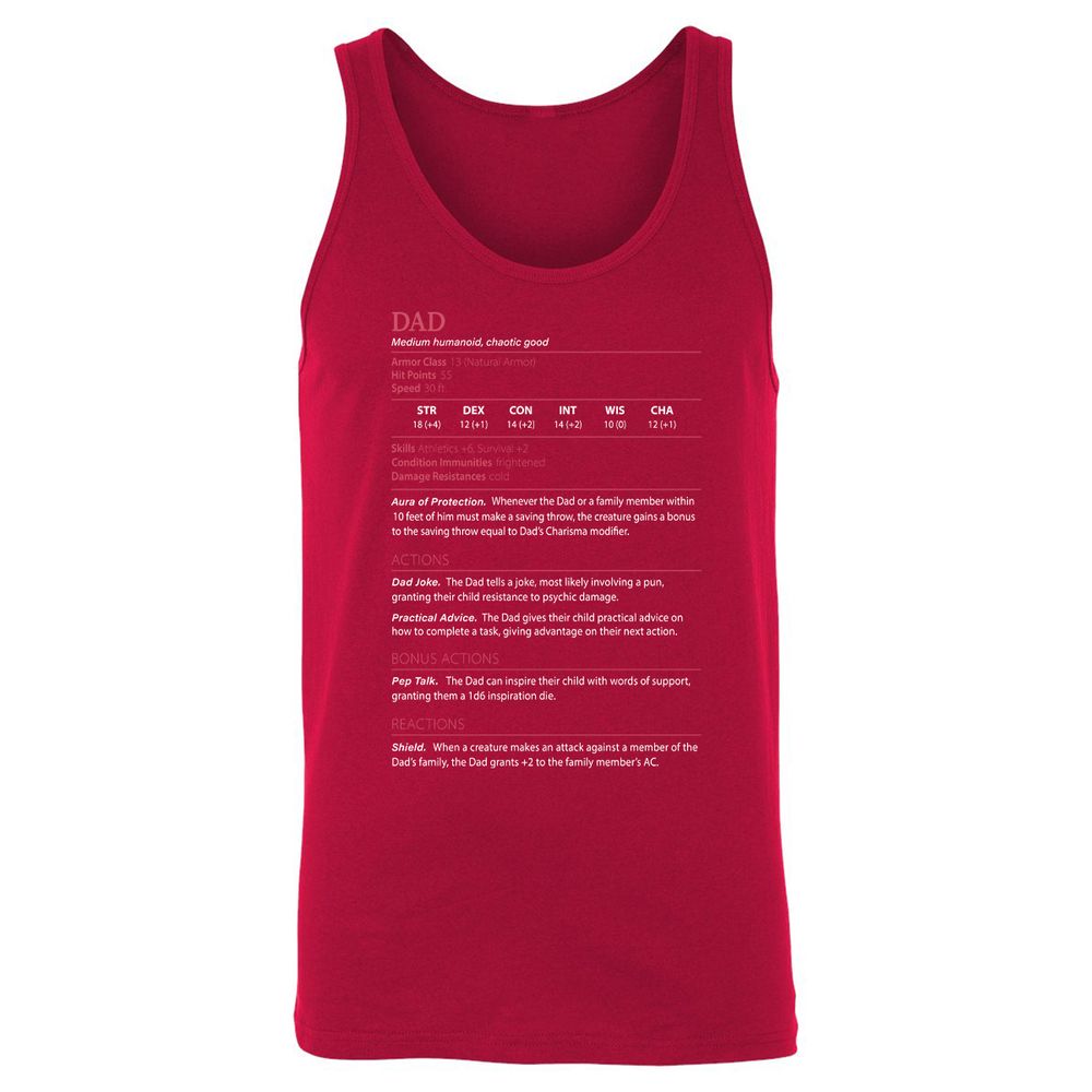 Dad Stats Unisex Jersey Tank - Red - 11