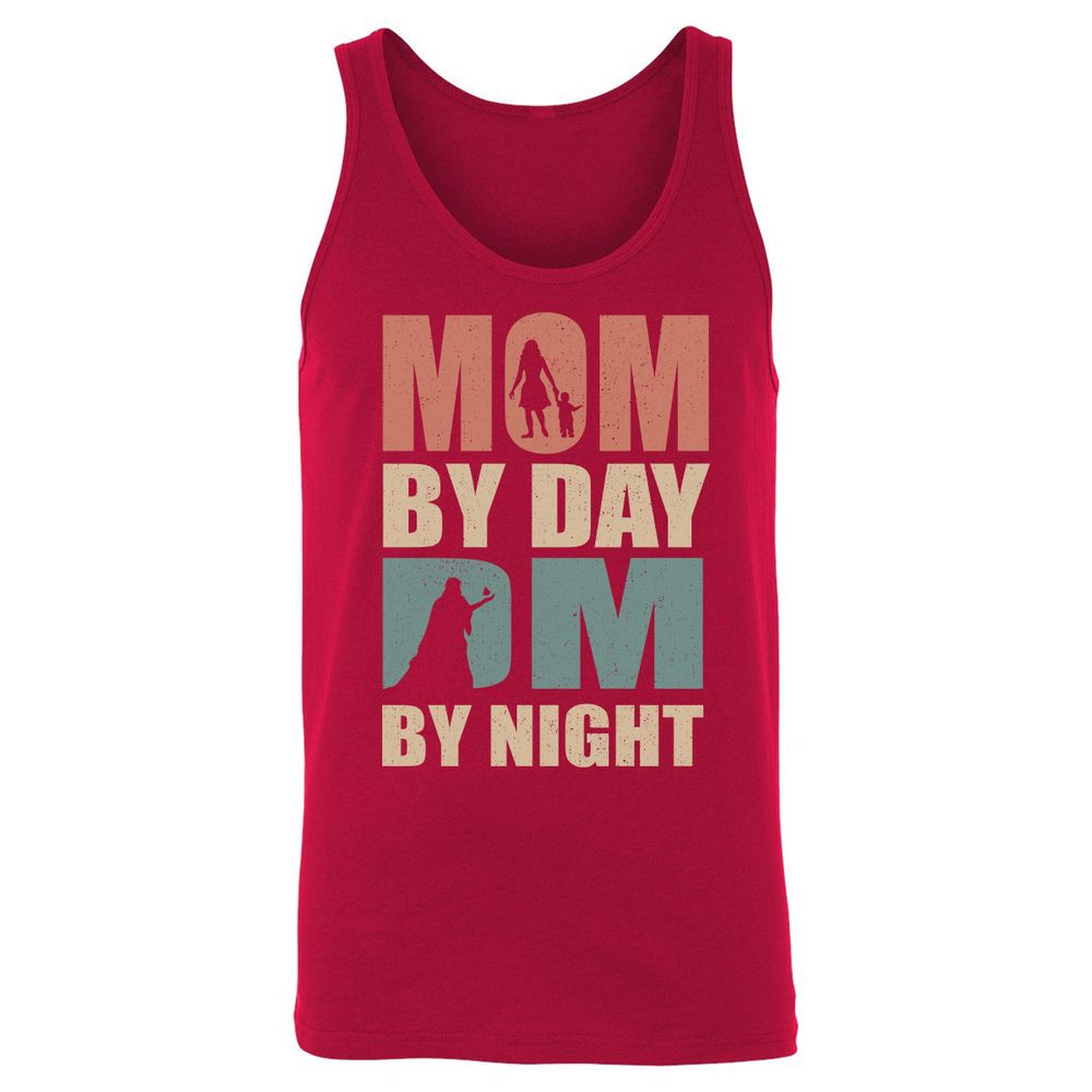 Mom By Day DM By Night Unisex Jersey Tank - Red - 11