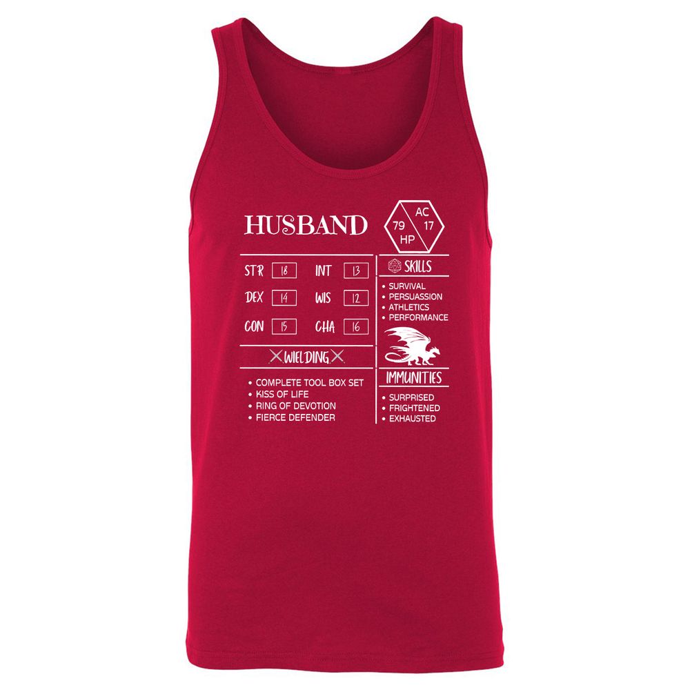 Husband Stats 2 Unisex Jersey Tank - Red - 11