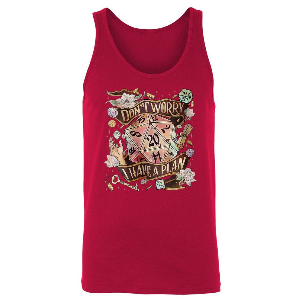 Floral Don't Worry I Have A Plan Unisex Jersey Tank - Red - 11