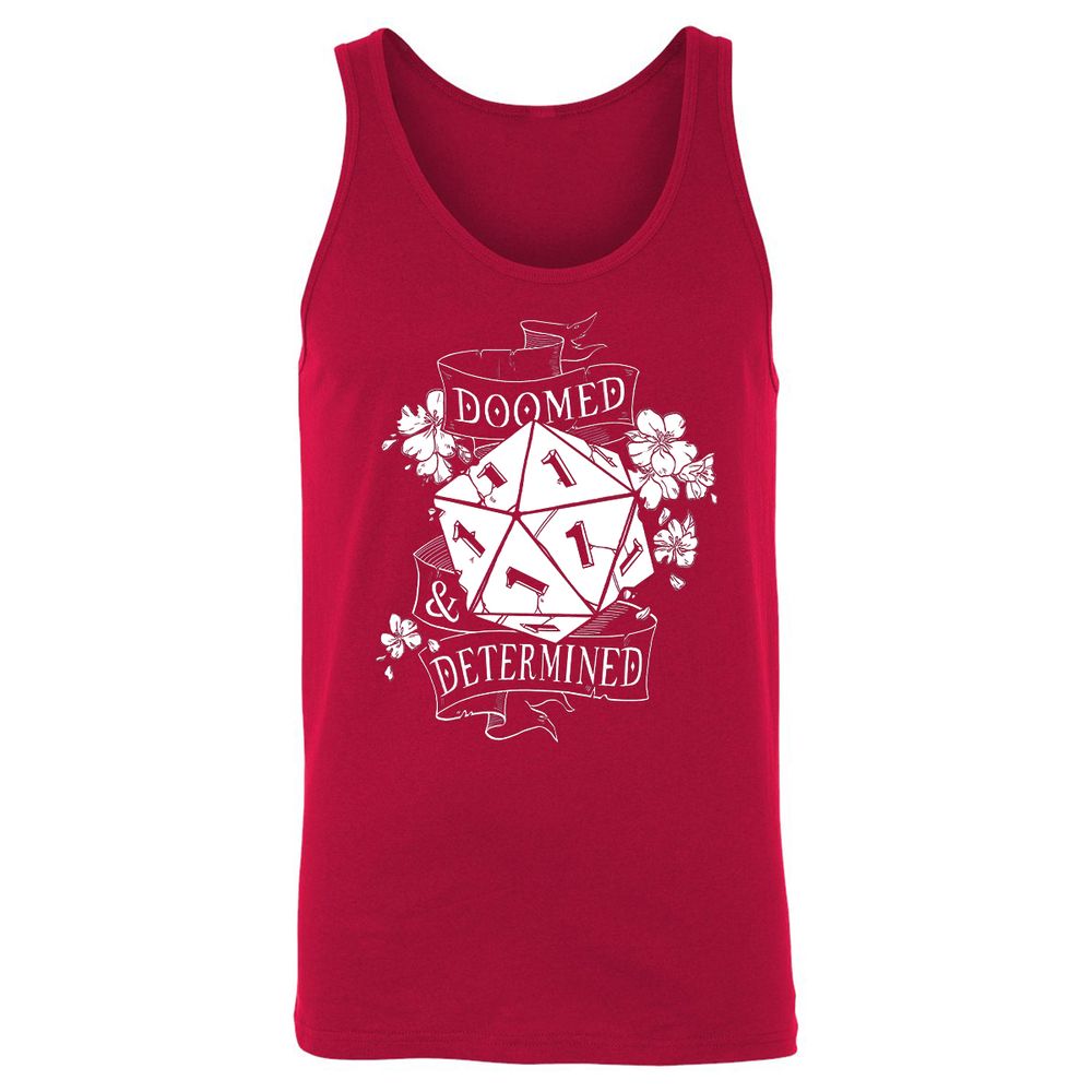 Doomed Determined Unisex Jersey Tank - Red - 11