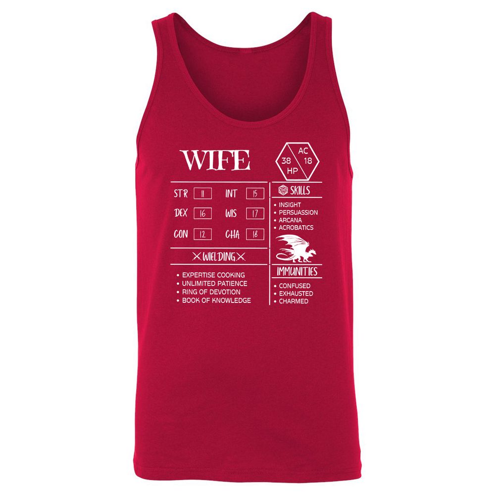 Wife Stats 2 Unisex Jersey Tank - Red - 11