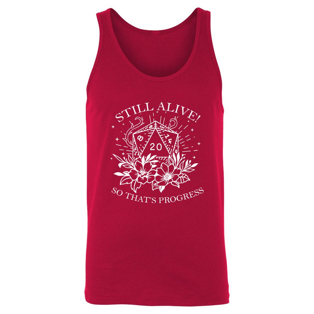 2710 Still Alive! So That’s Progress Unisex Jersey Tank - Red - 11
