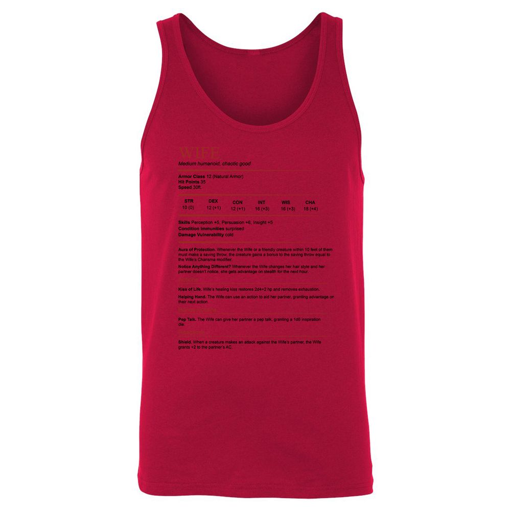 Wife White Unisex Jersey Tank - Red - 11