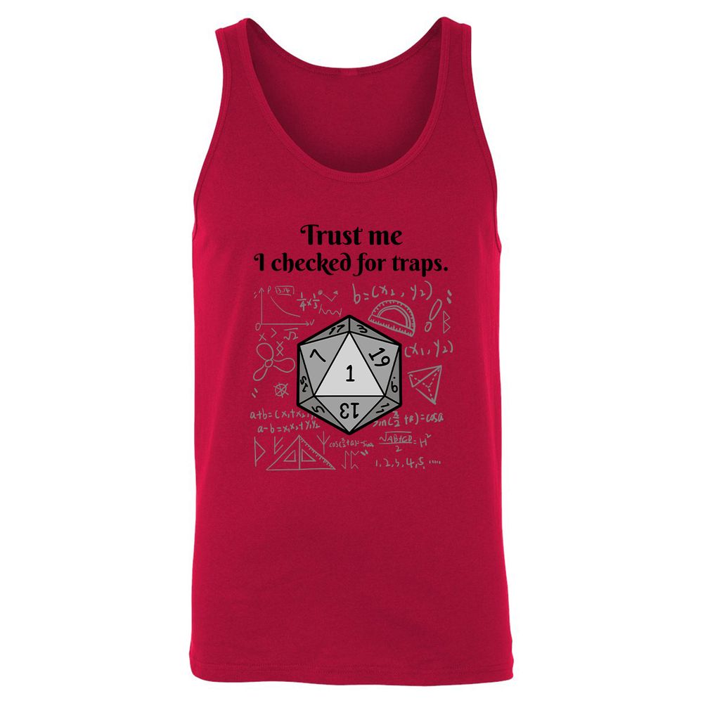Trust me, I checked for traps. Unisex Jersey Tank - Red - 11