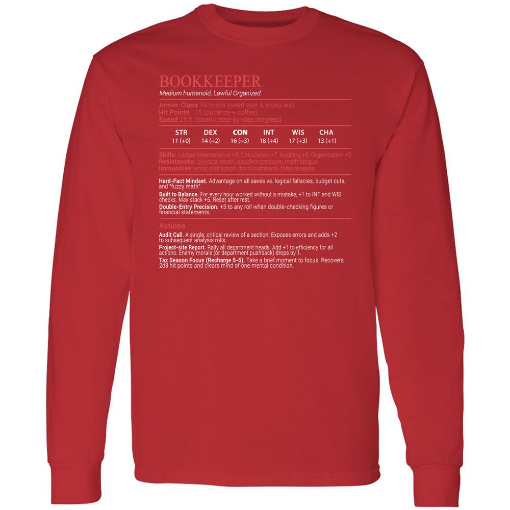 Bookkeepper Stats Block - Red - 11