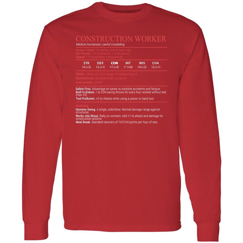 Construction Worker Stats Block - Red - 11