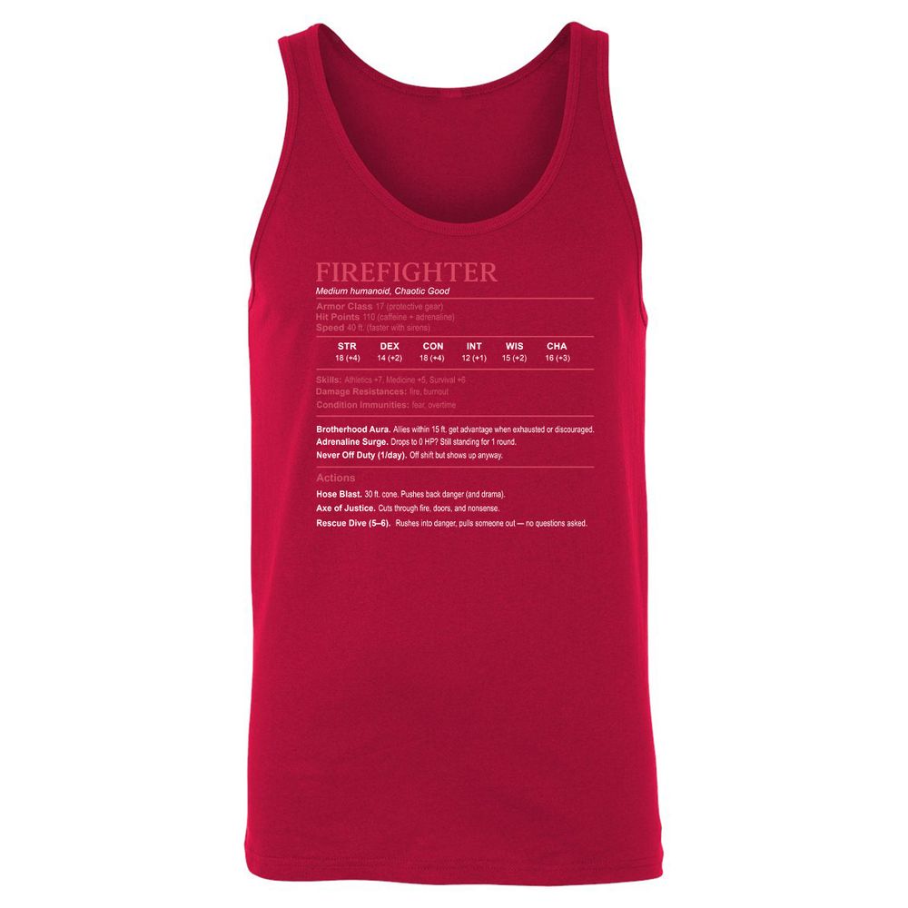 Firefighter Stats Unisex Jersey Tank - Red - 11