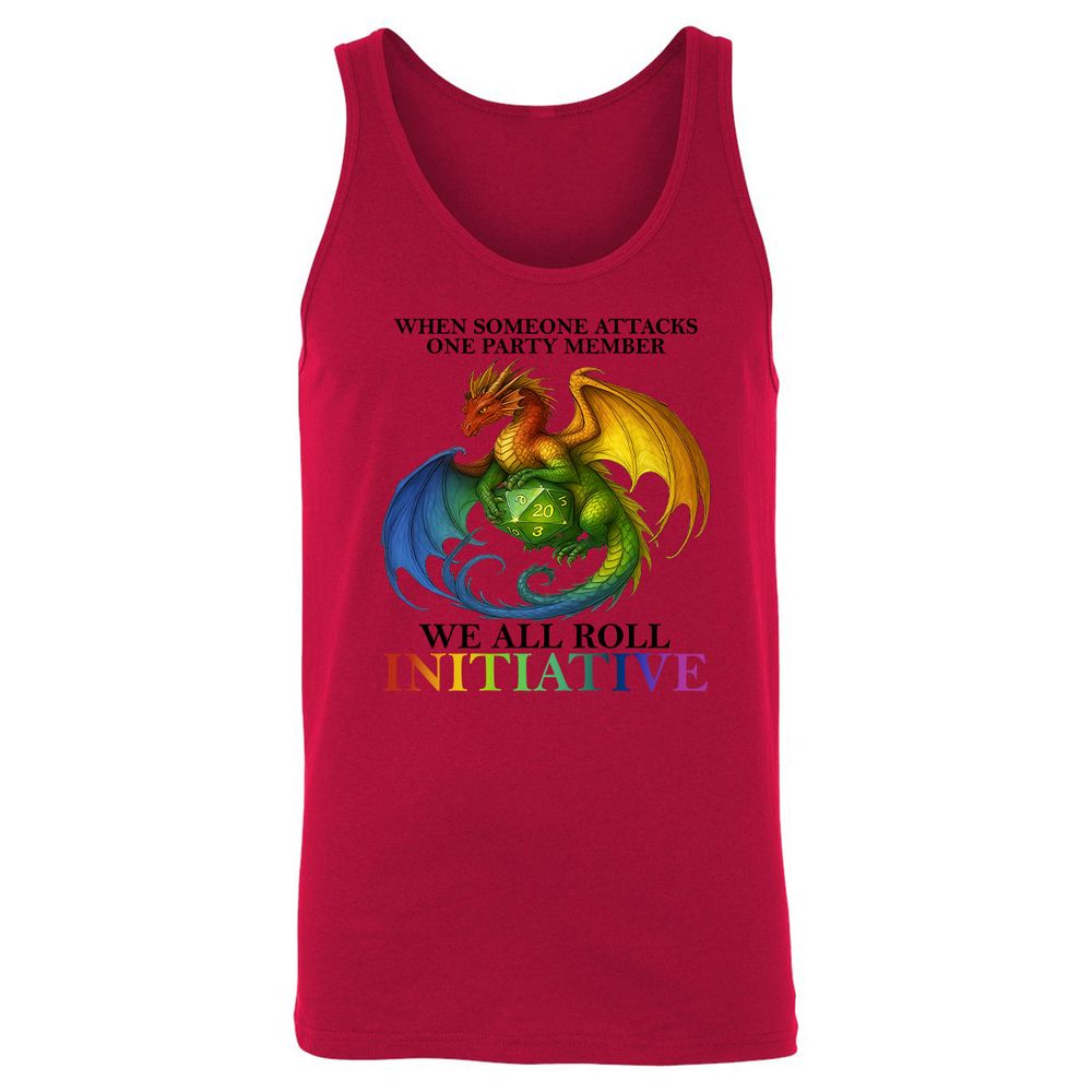 Dragon We All Roll For Initiative Unisex Jersey Tank - Red - 11