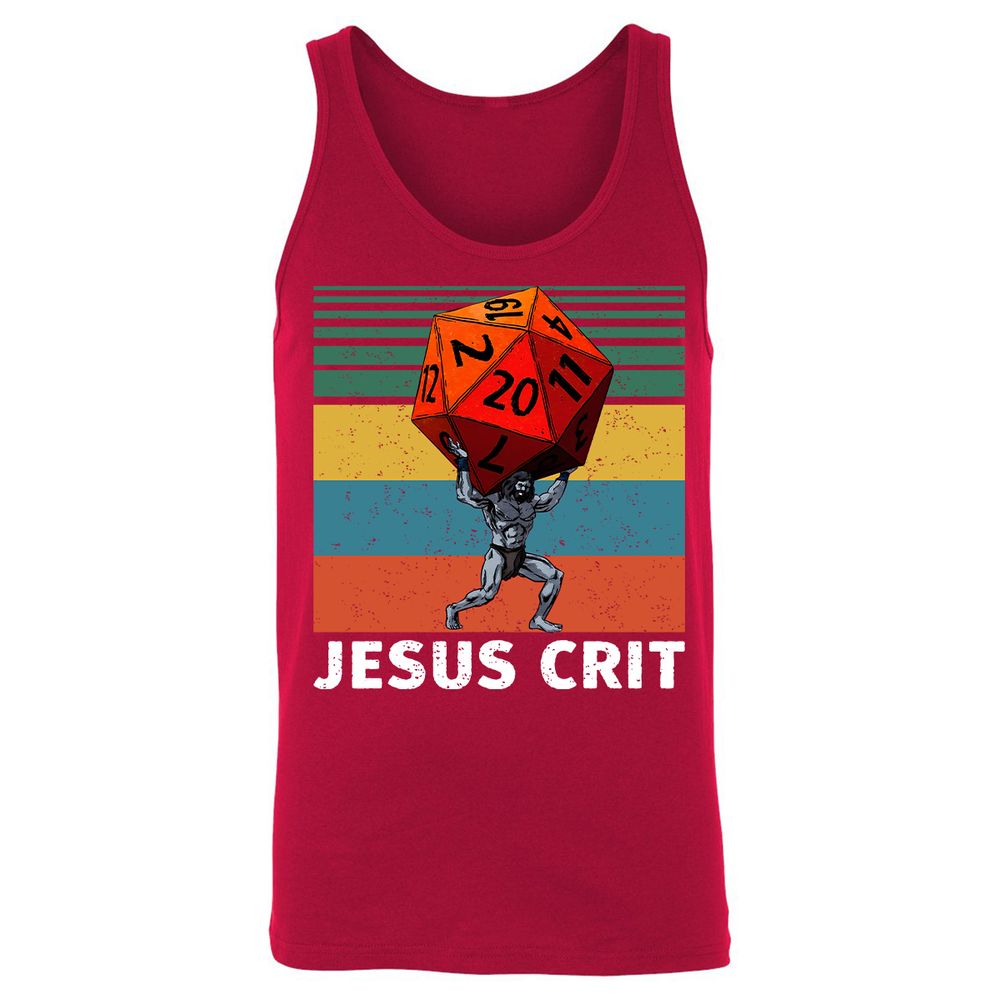 Jesus Crit Unisex Jersey Tank - Red - 11