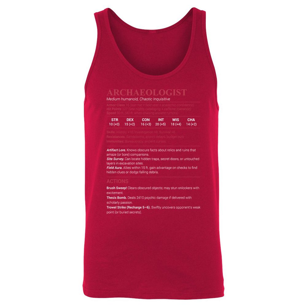 ARCHAEOLOGIST Unisex Jersey Tank - Red - 11