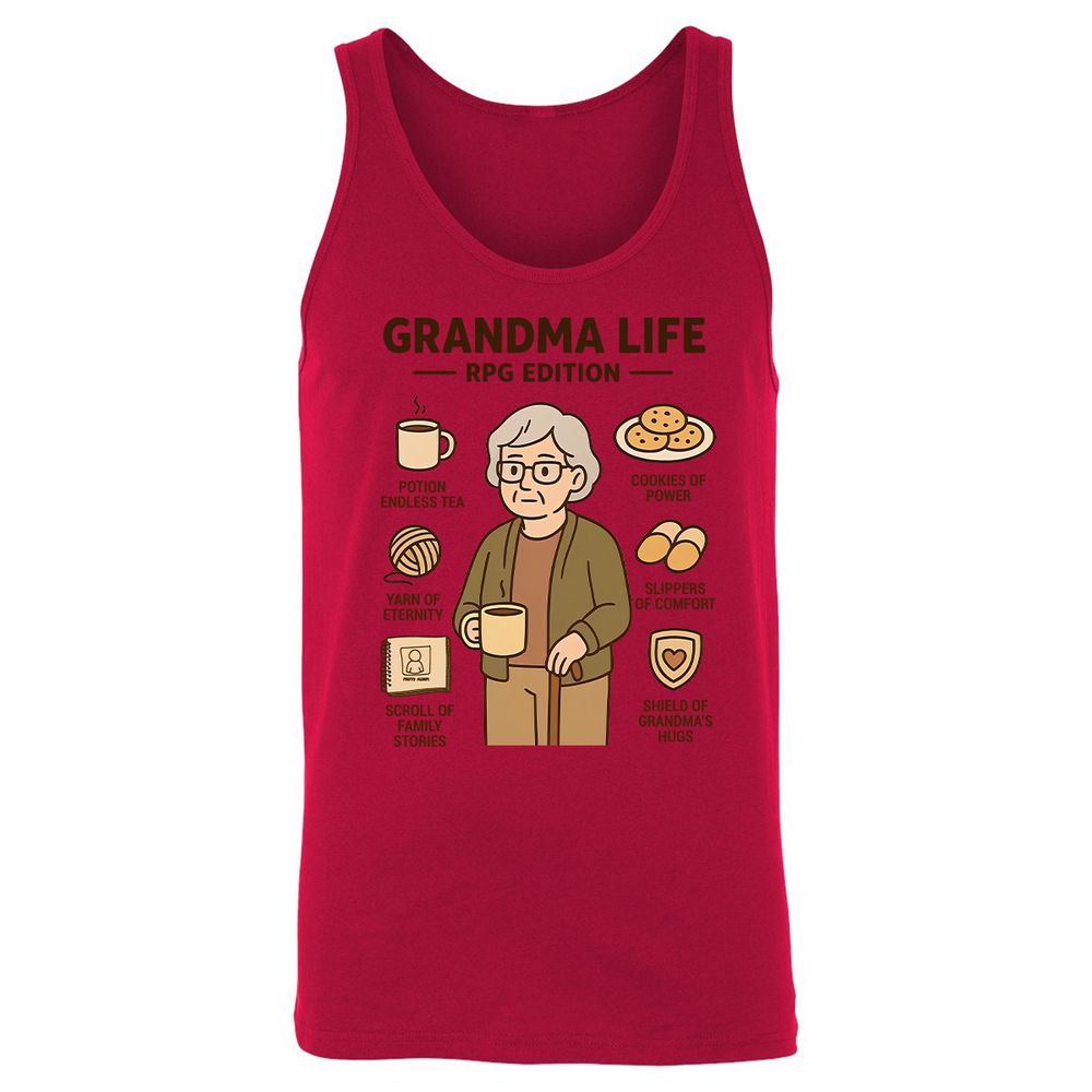 Grandma Life RPG Edition Unisex Jersey Tank - Red - 11
