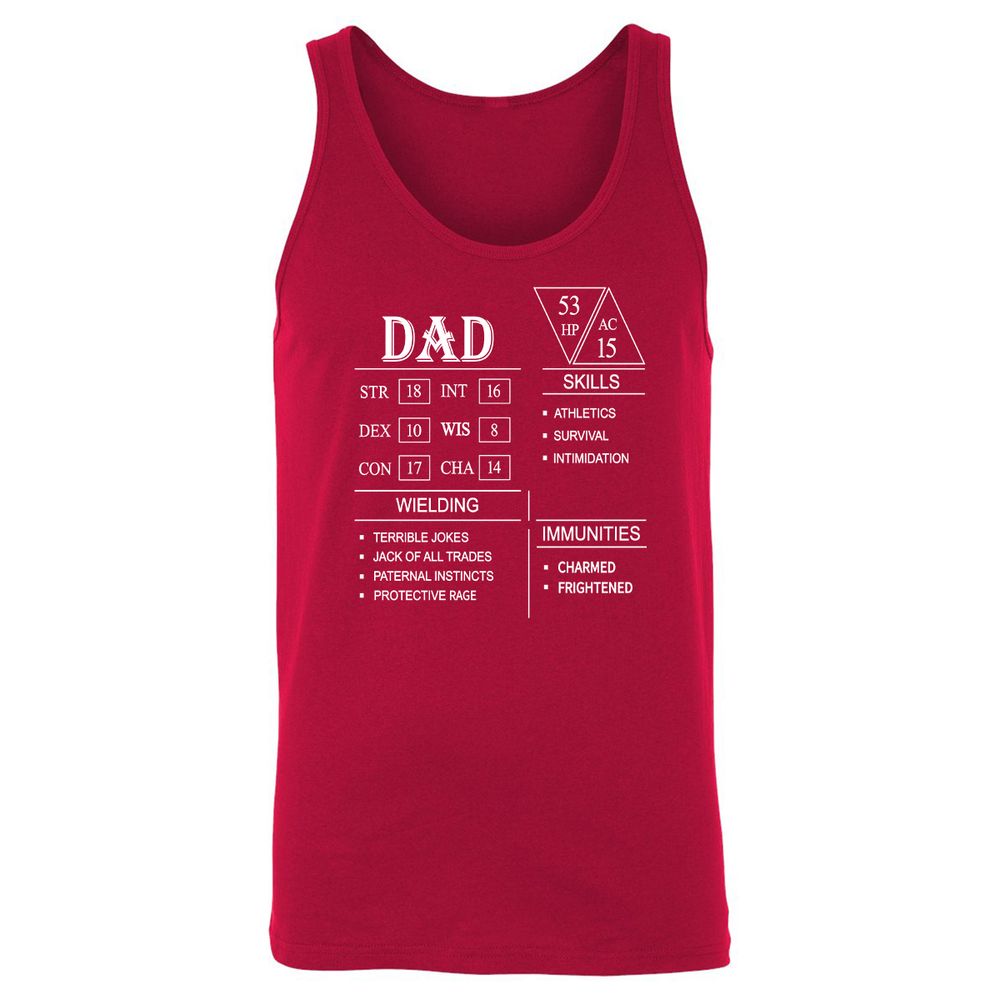 Dad Stat Block Unisex Jersey Tank - Red - 11