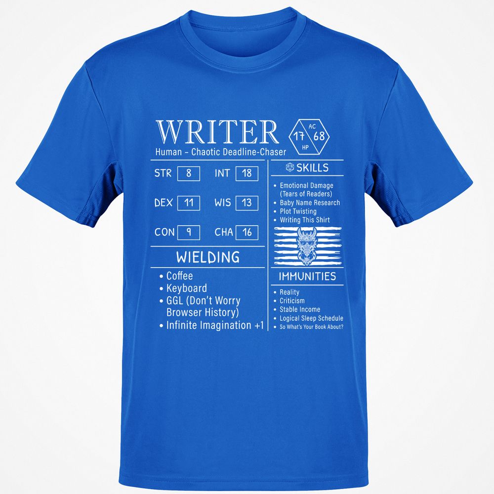Writer Stats New Classic Unisex T-Shirt - Royal - 11