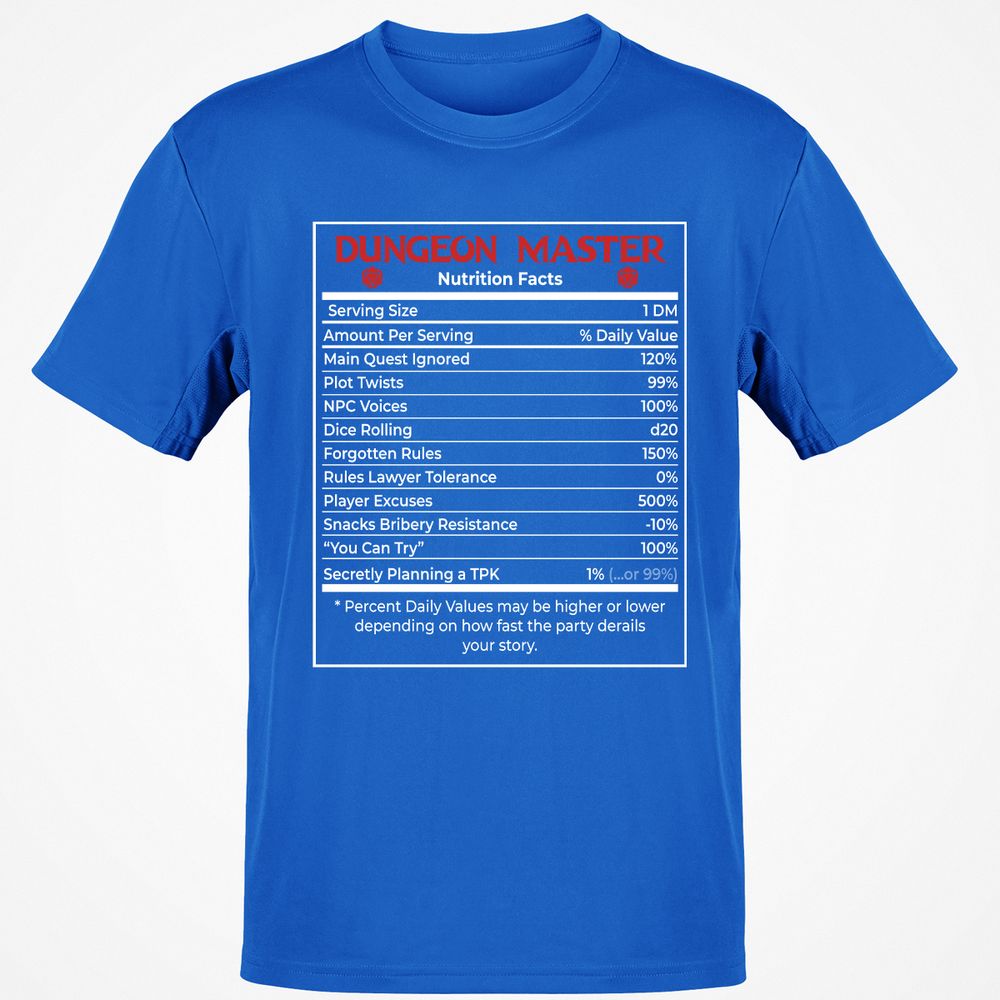 Dungeon Master Nutrition Facts Classic Unisex T-Shirt - Royal - 11