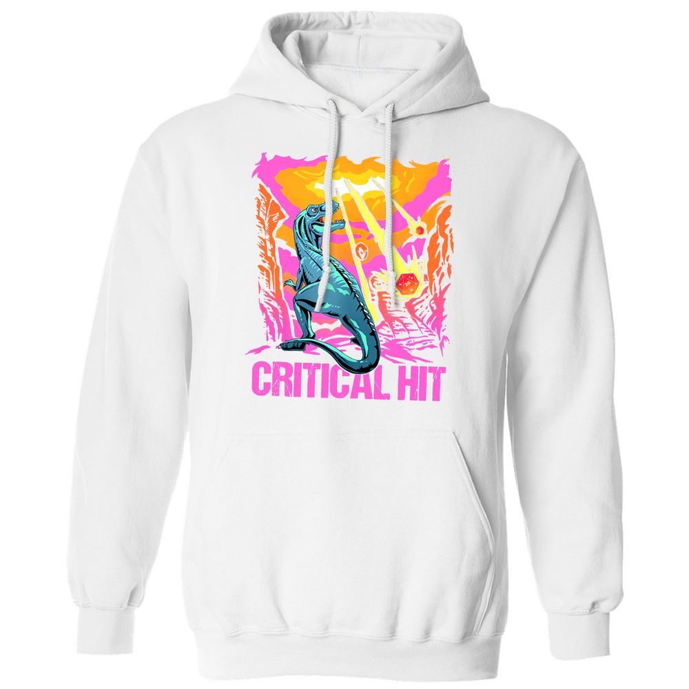Dinosaur Critical Hit Classic Unisex Hoodie - White - 11