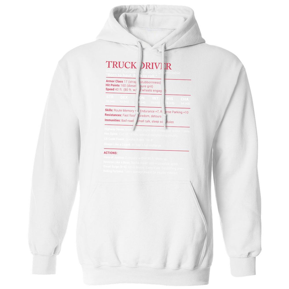 Truck Driver Stats Classic Unisex Hoodie - White - 11