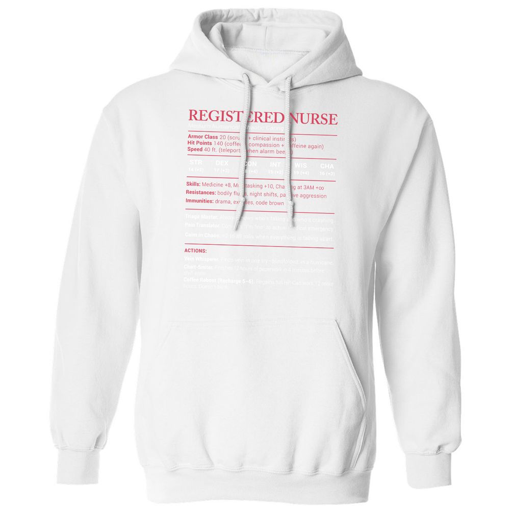 Registered Nurse Stats Classic Unisex Hoodie - White - 11