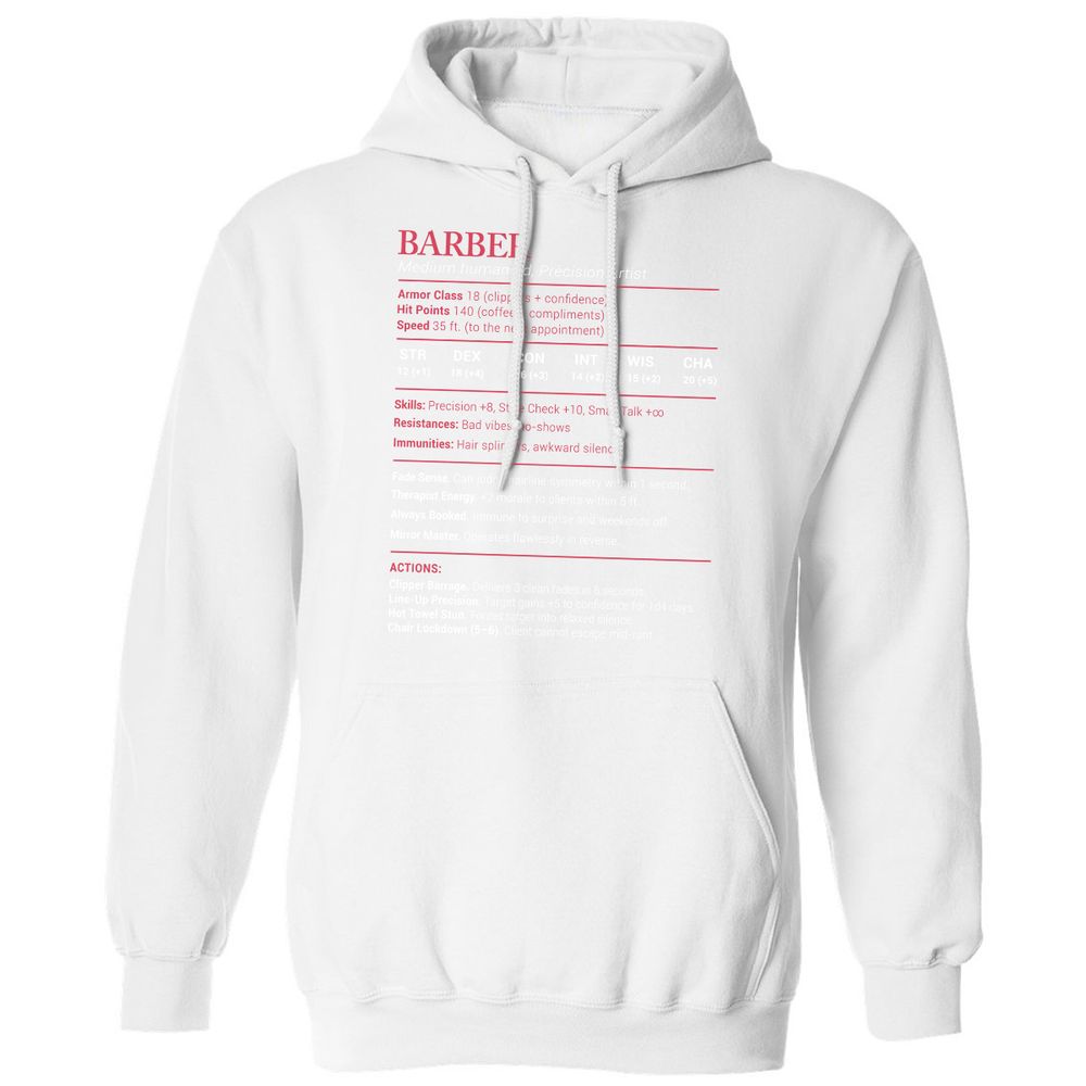Barber Stats Classic Unisex Hoodie - White - 11