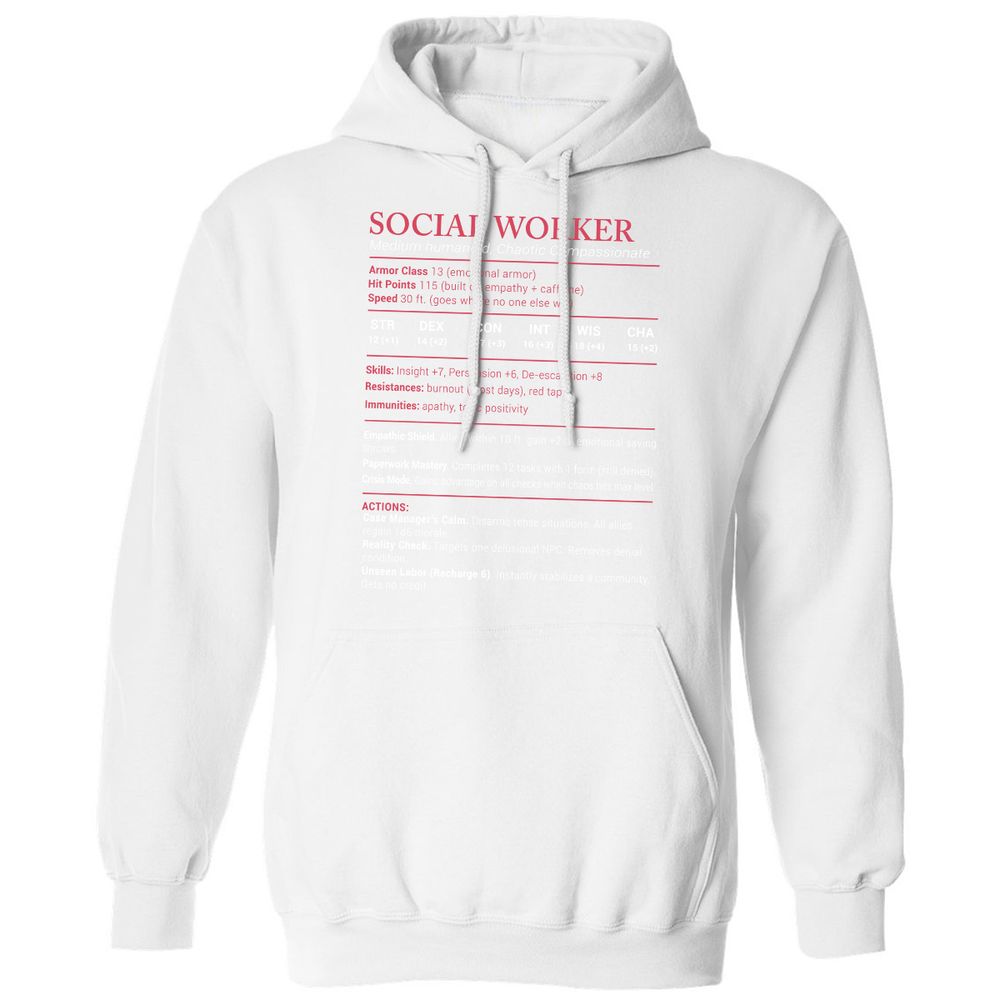 Social Worker Stats Classic Unisex Hoodie - White - 11
