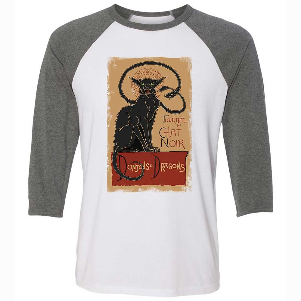 Tournee Du Chat Noir Unisex 3/4 Baseball Tee - White/Deep Heather - 11