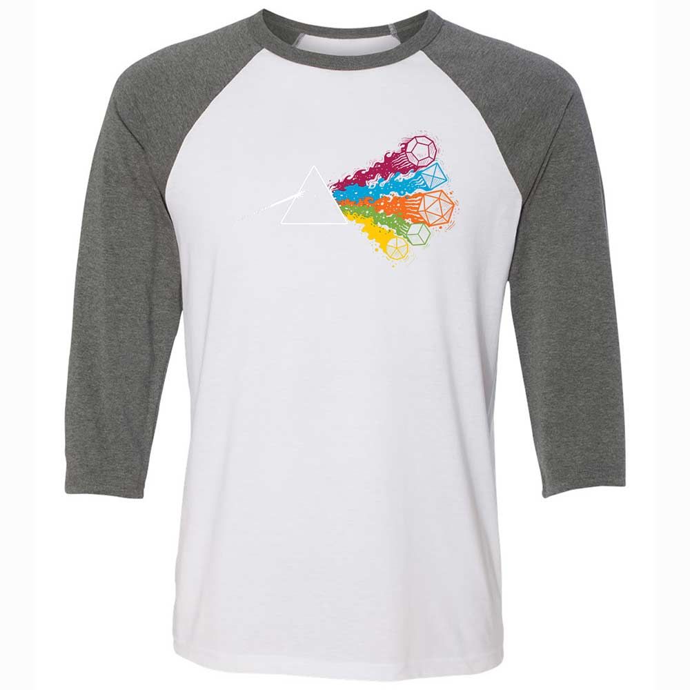 Dark Side Of The Dices Unisex 3/4 Baseball Tee - White/Deep Heather - 11