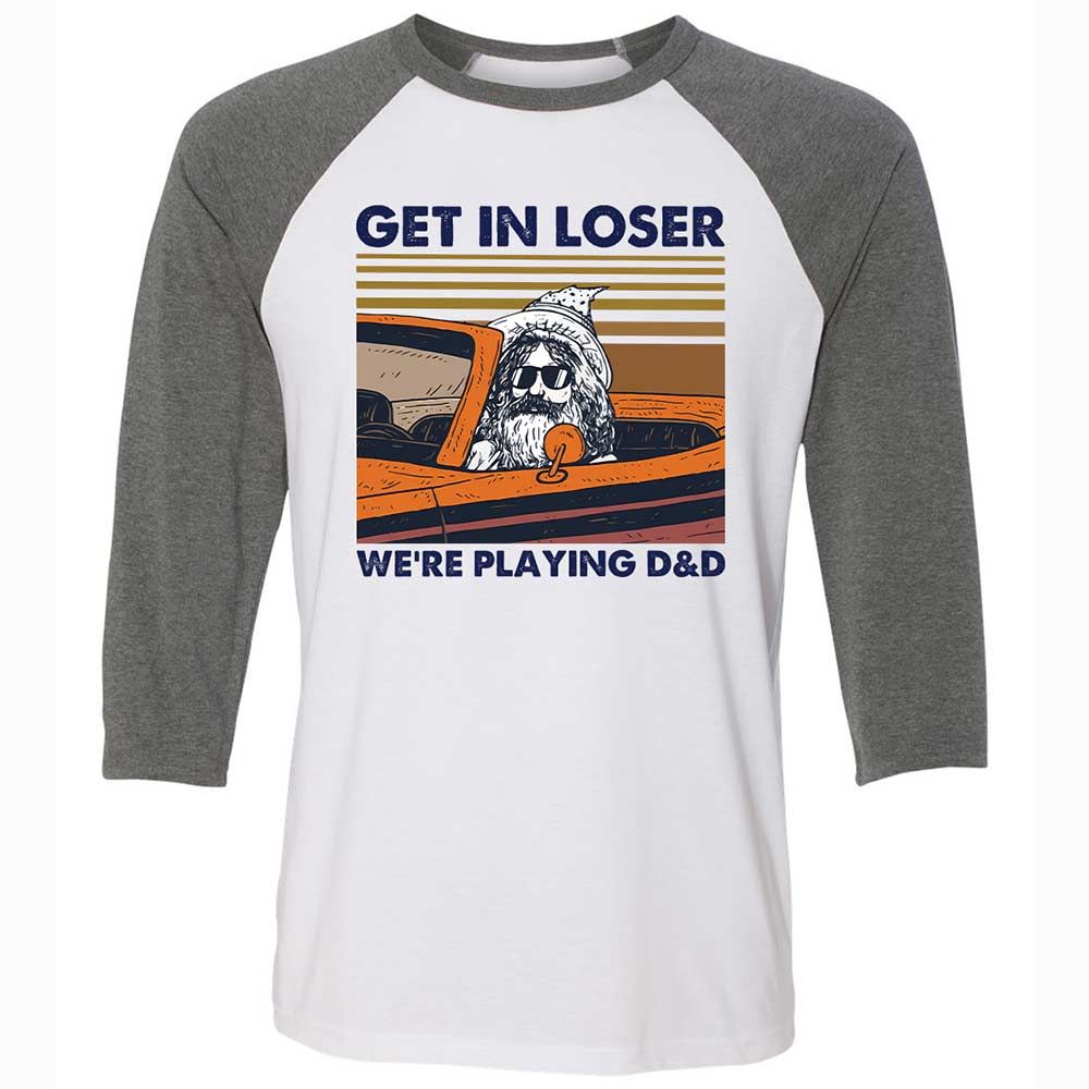 Get in Loser Unisex 3/4 Baseball Tee - White/Deep Heather - 11