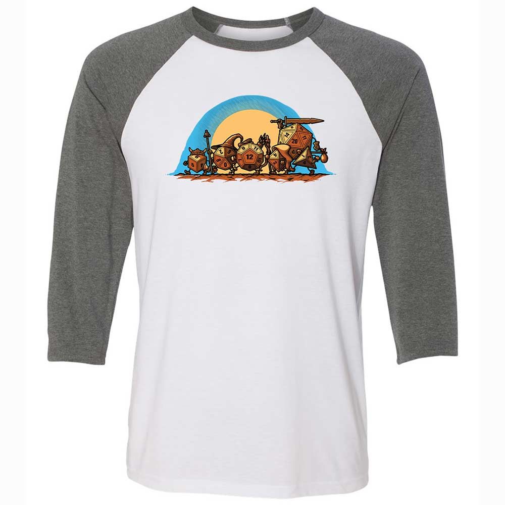 The Fellowship Of The Dice Unisex 3/4 Baseball Tee - White/Deep Heather - 11