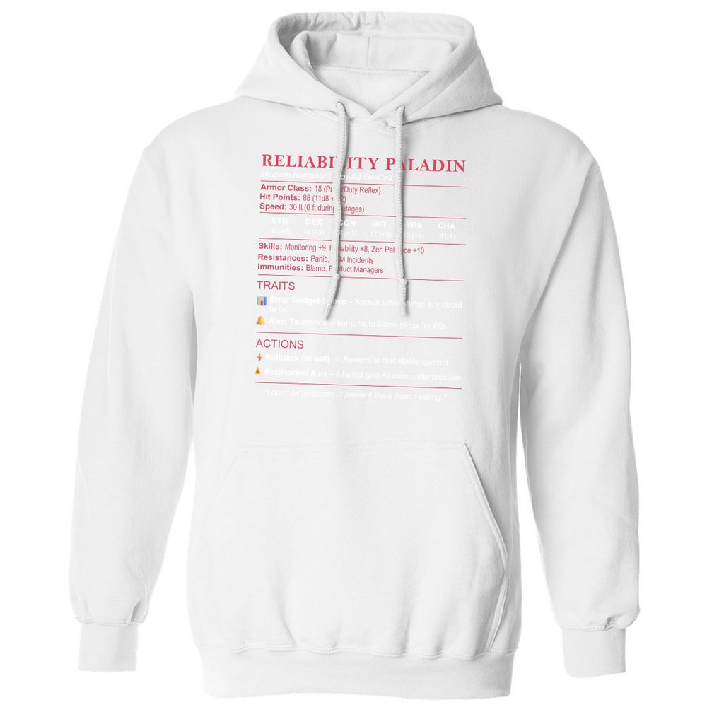 SRE Stats (Reliability Paladin) Classic Unisex Hoodie - White - 11