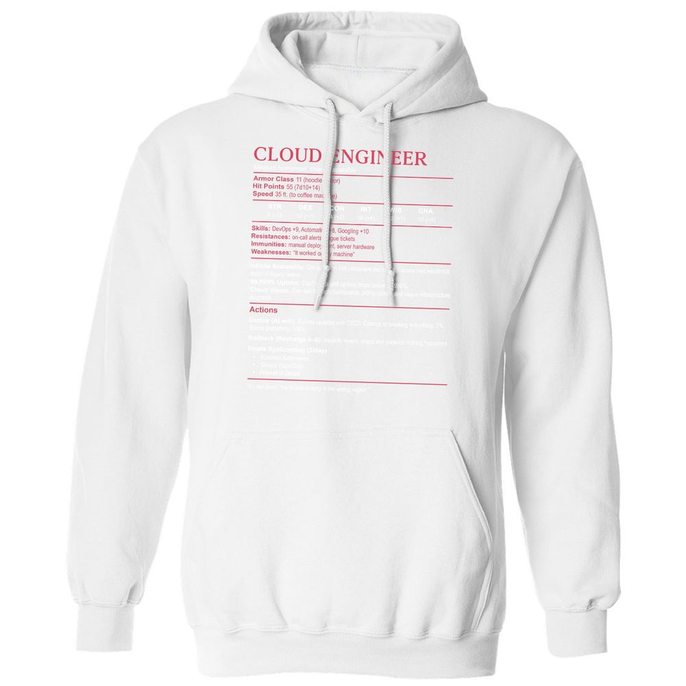 Cloud Engineer Stats Classic Unisex Hoodie - White - 11