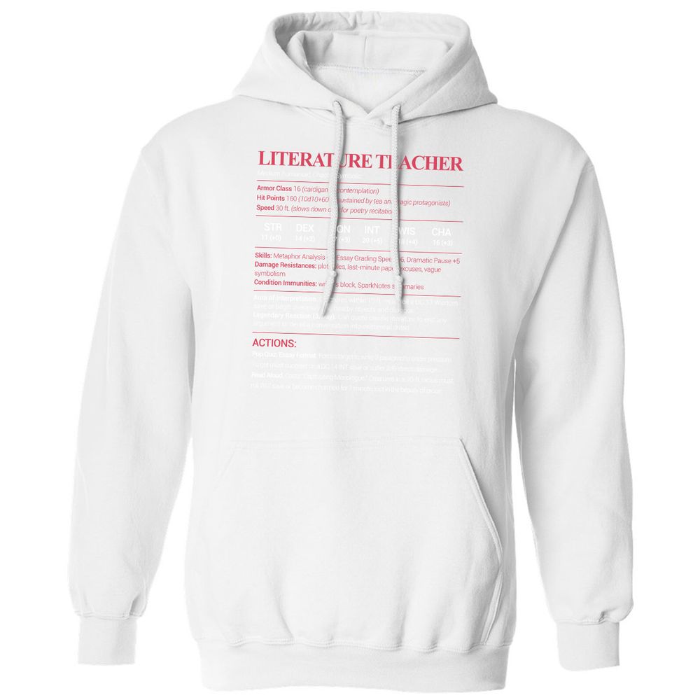 Literature Teacher Classic Unisex Hoodie - White - 11