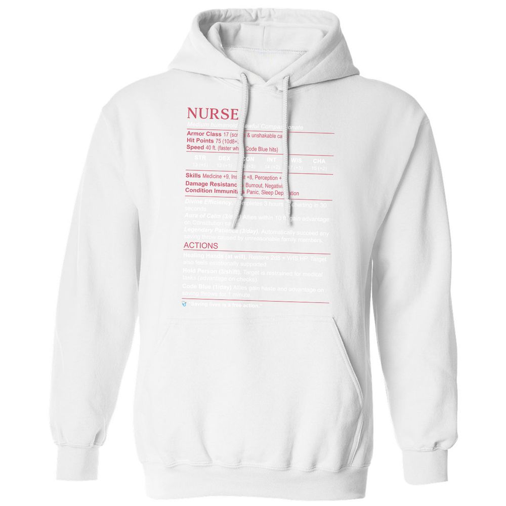 Nurse Stats 3 Classic Unisex Hoodie - White - 11
