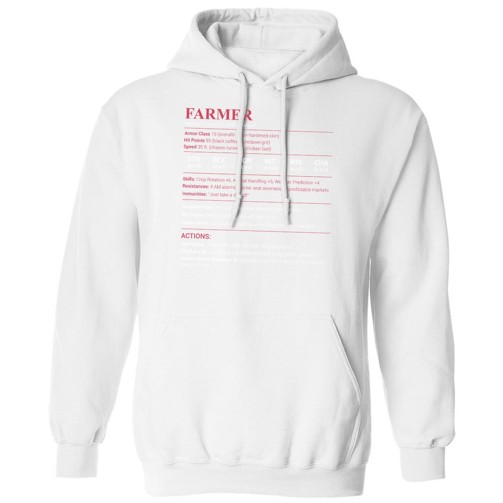 Farmer Stats Classic Unisex Hoodie - White - 11