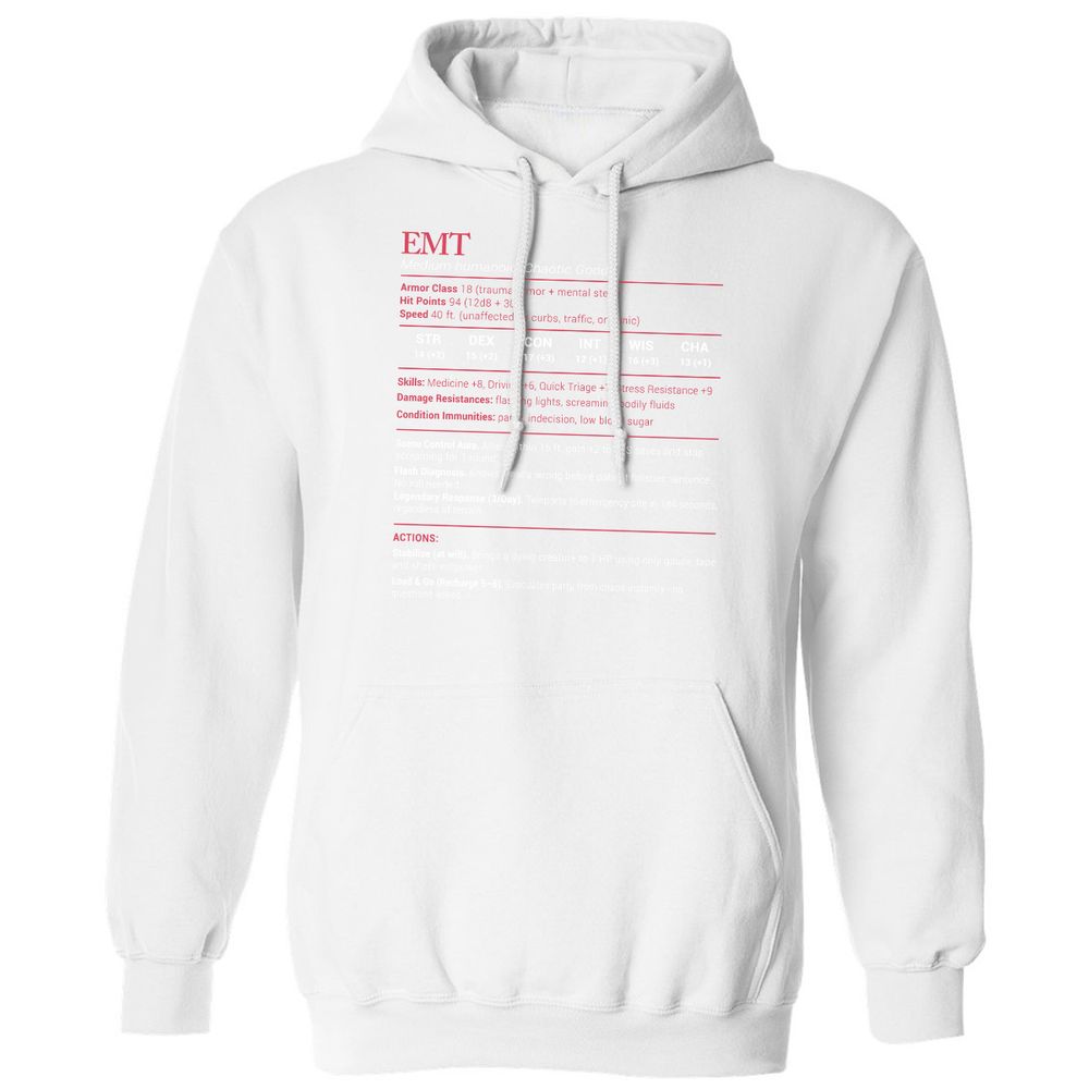 EMT Stats Classic Unisex Hoodie - White - 11
