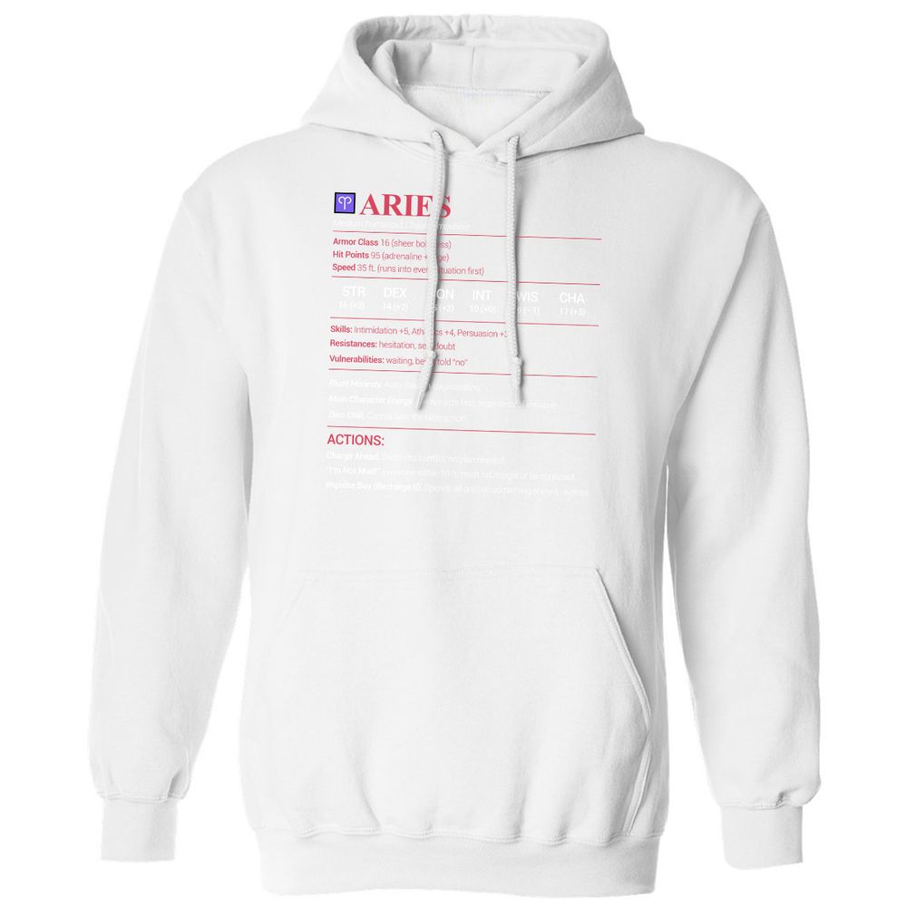Aries Stats Classic Unisex Hoodie - White - 11