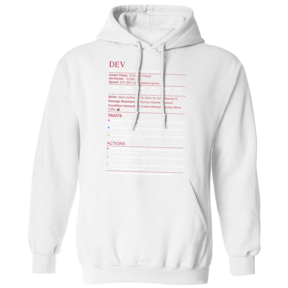 DEV Stats Classic Unisex Hoodie - White - 11