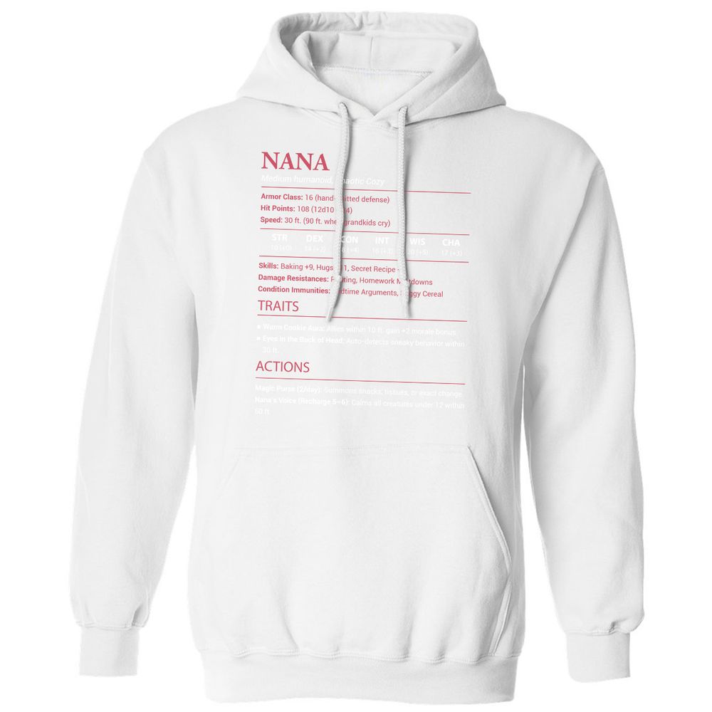 Nana Stats Classic Unisex Hoodie - White - 11