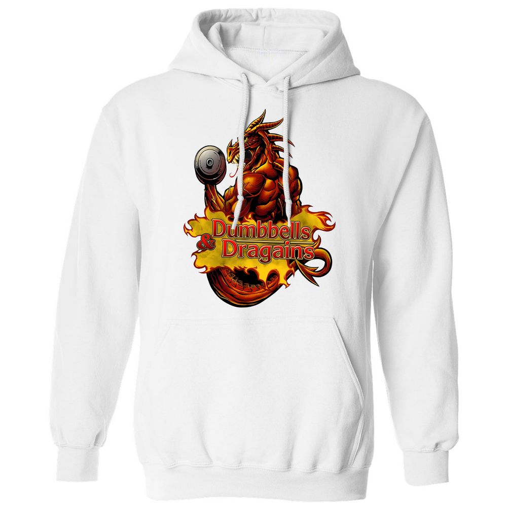 Dumbbells & Dragains Classic Unisex Hoodie - White - 11
