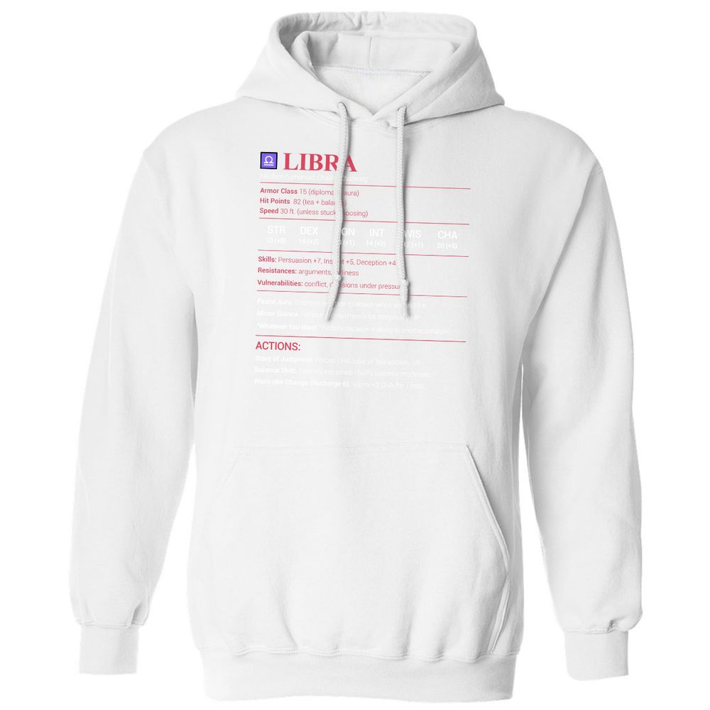 Libra Stats Classic Unisex Hoodie - White - 11