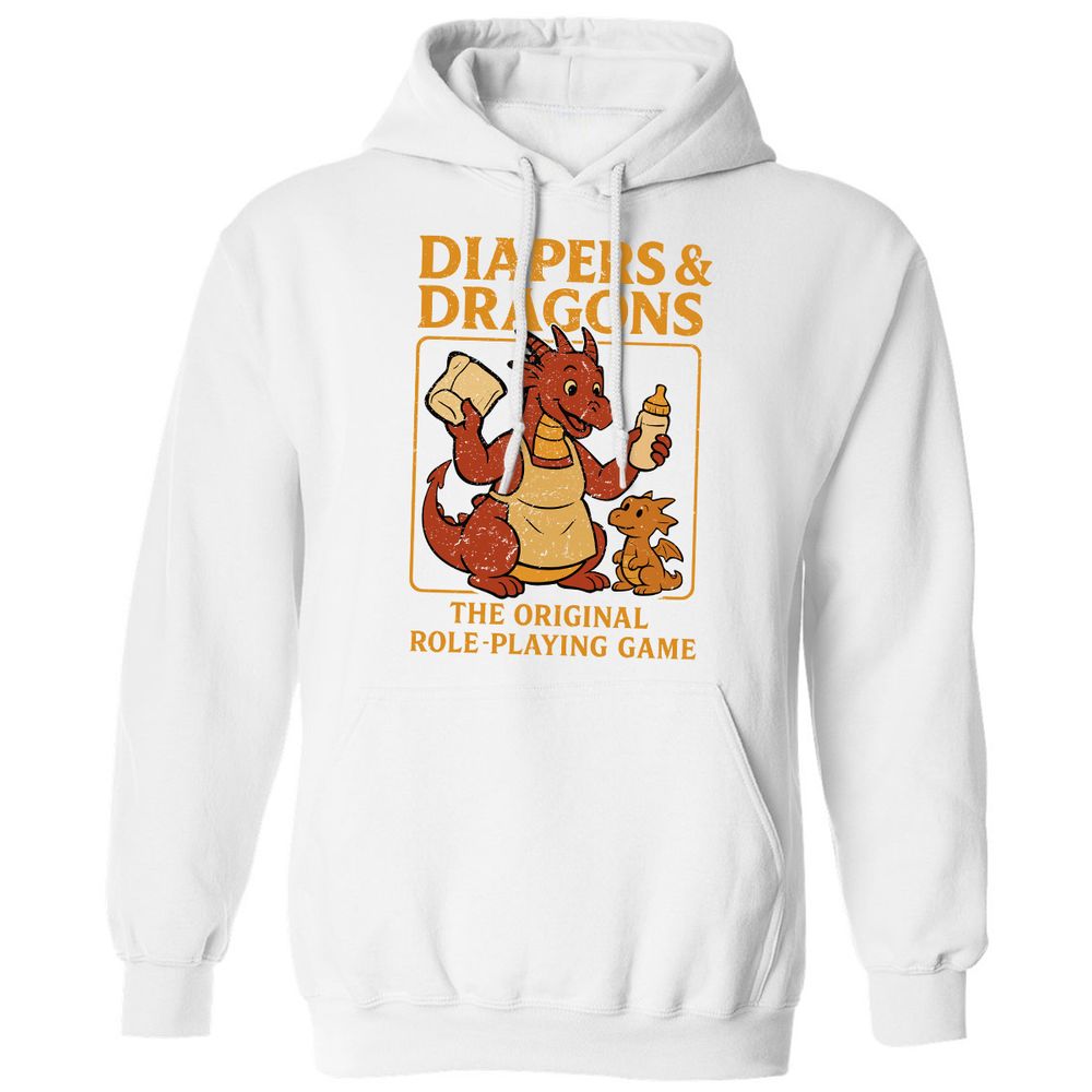 Diapers & Dragons Classic Unisex Hoodie - White - 11