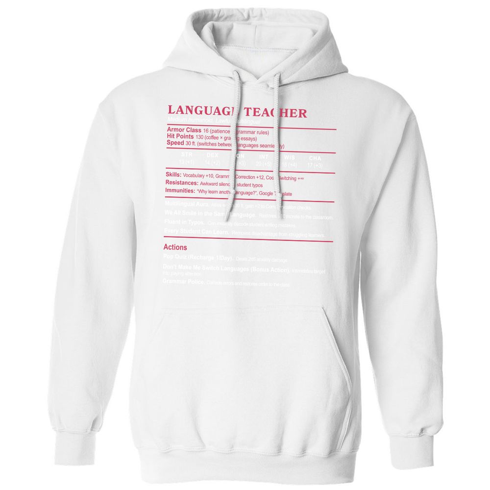 Language Teacher Classic Unisex Hoodie - White - 11