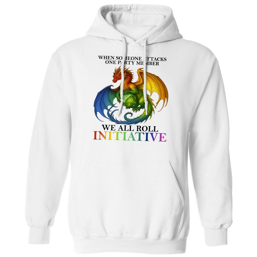 Dragon We All Roll For Initiative Classic Unisex Hoodie - White - 11
