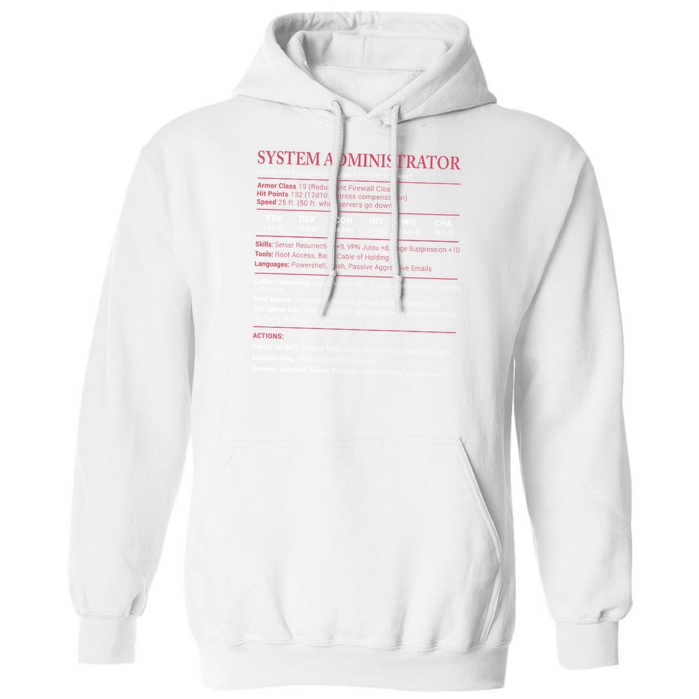 System Administrator Stats Classic Unisex Hoodie - White - 11