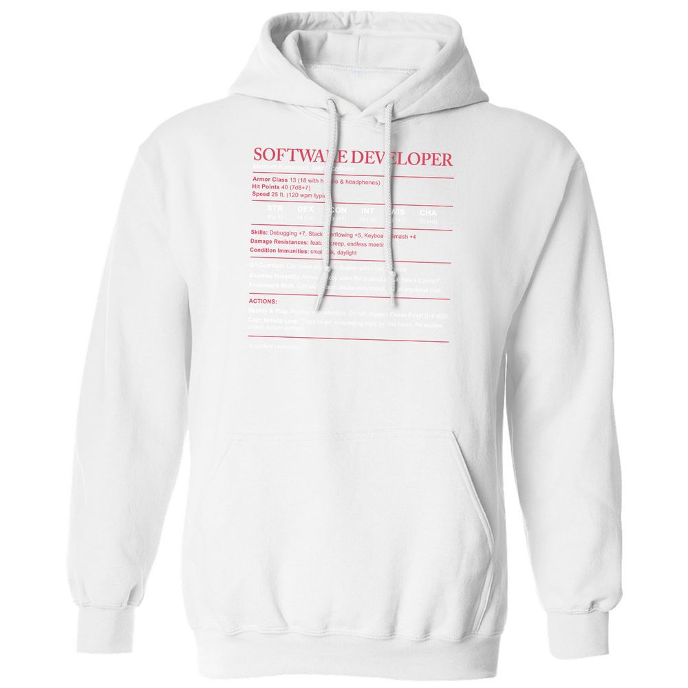 Software Developer Stats Classic Unisex Hoodie - White - 11