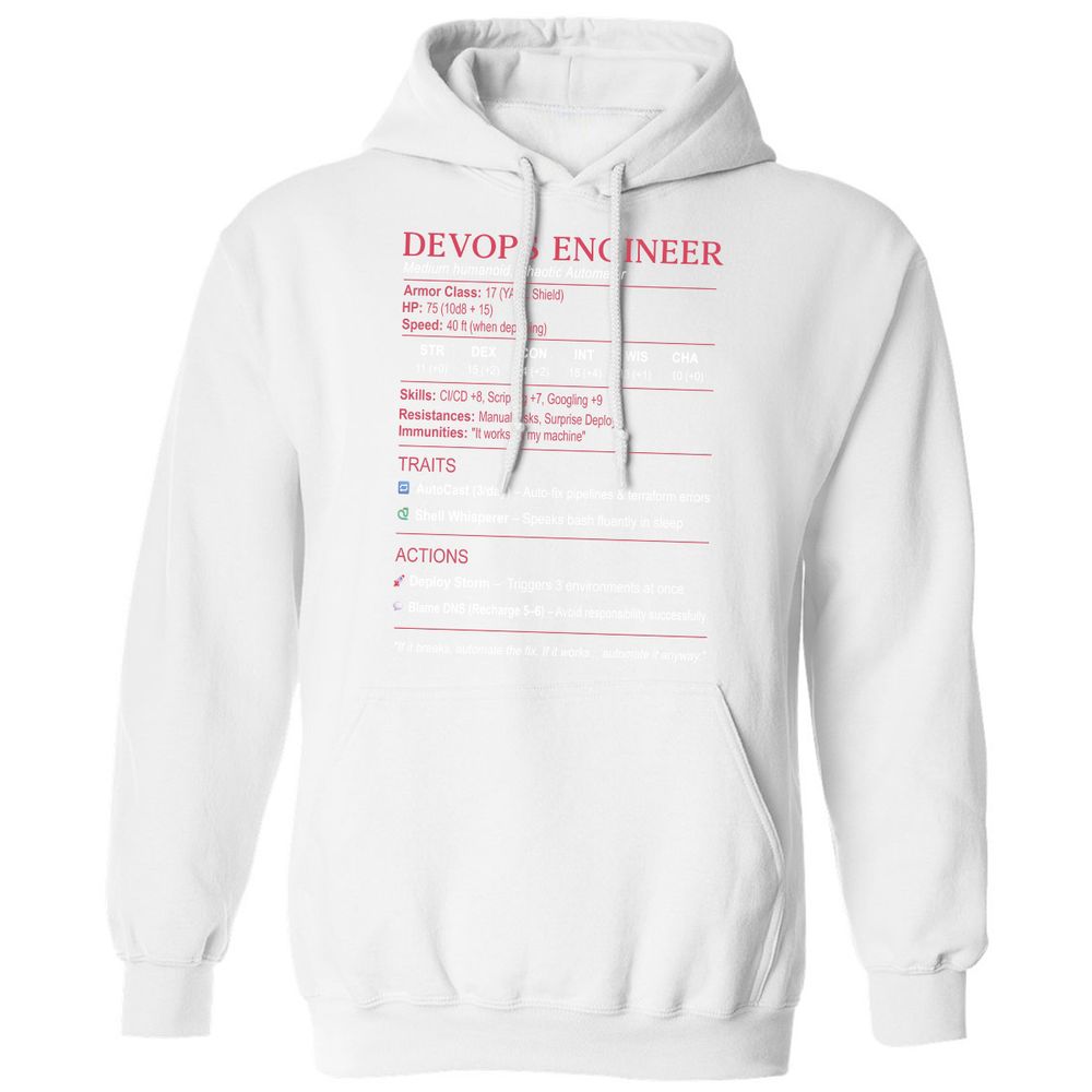 DevOps Engineer Stats Classic Unisex Hoodie - White - 11