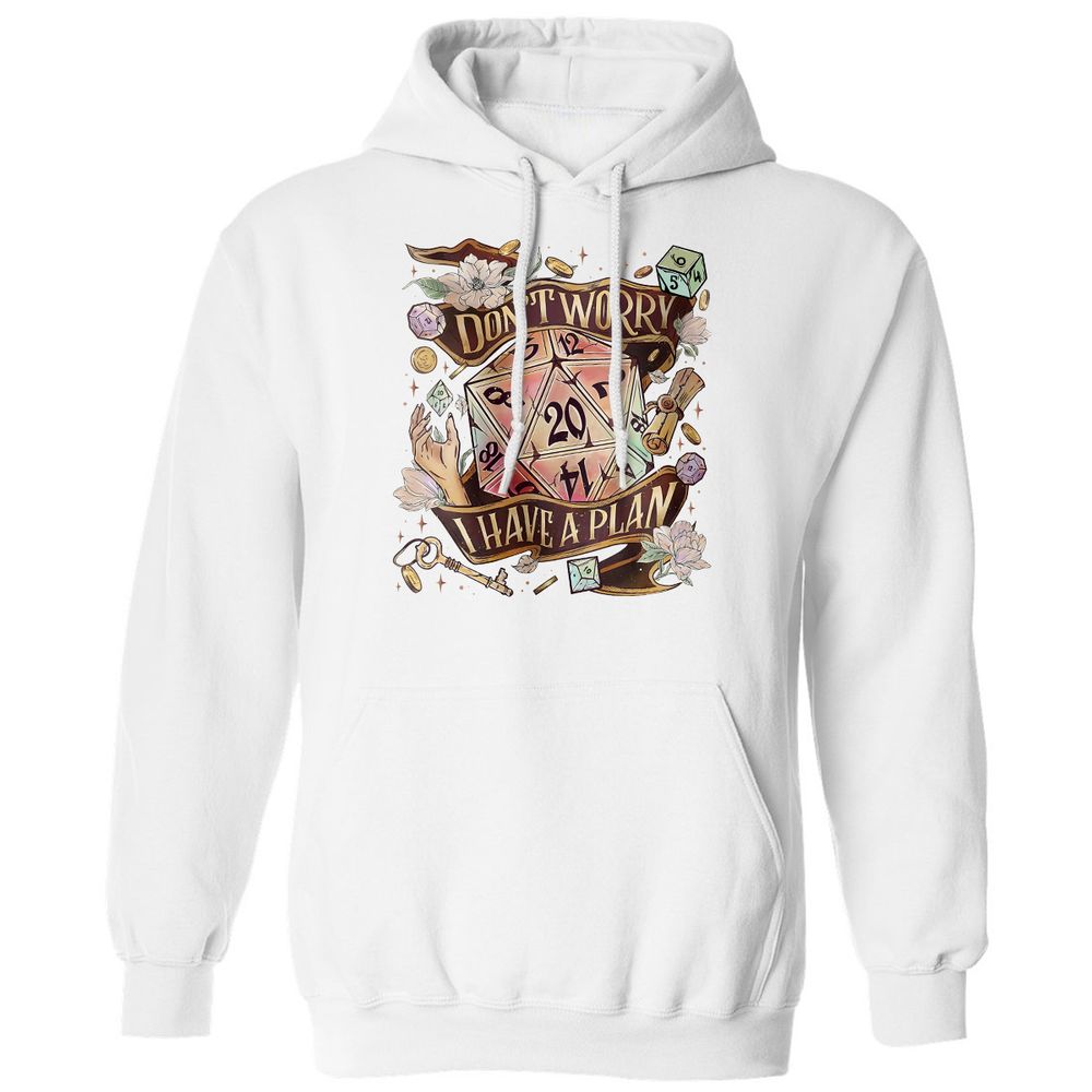 Floral Don't Worry I Have A Plan Classic Unisex Hoodie - White - 11