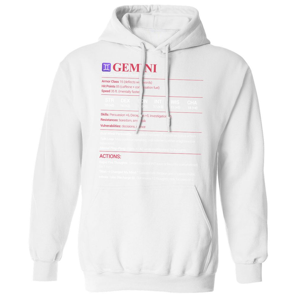 Gemini Stats Classic Unisex Hoodie - White - 11