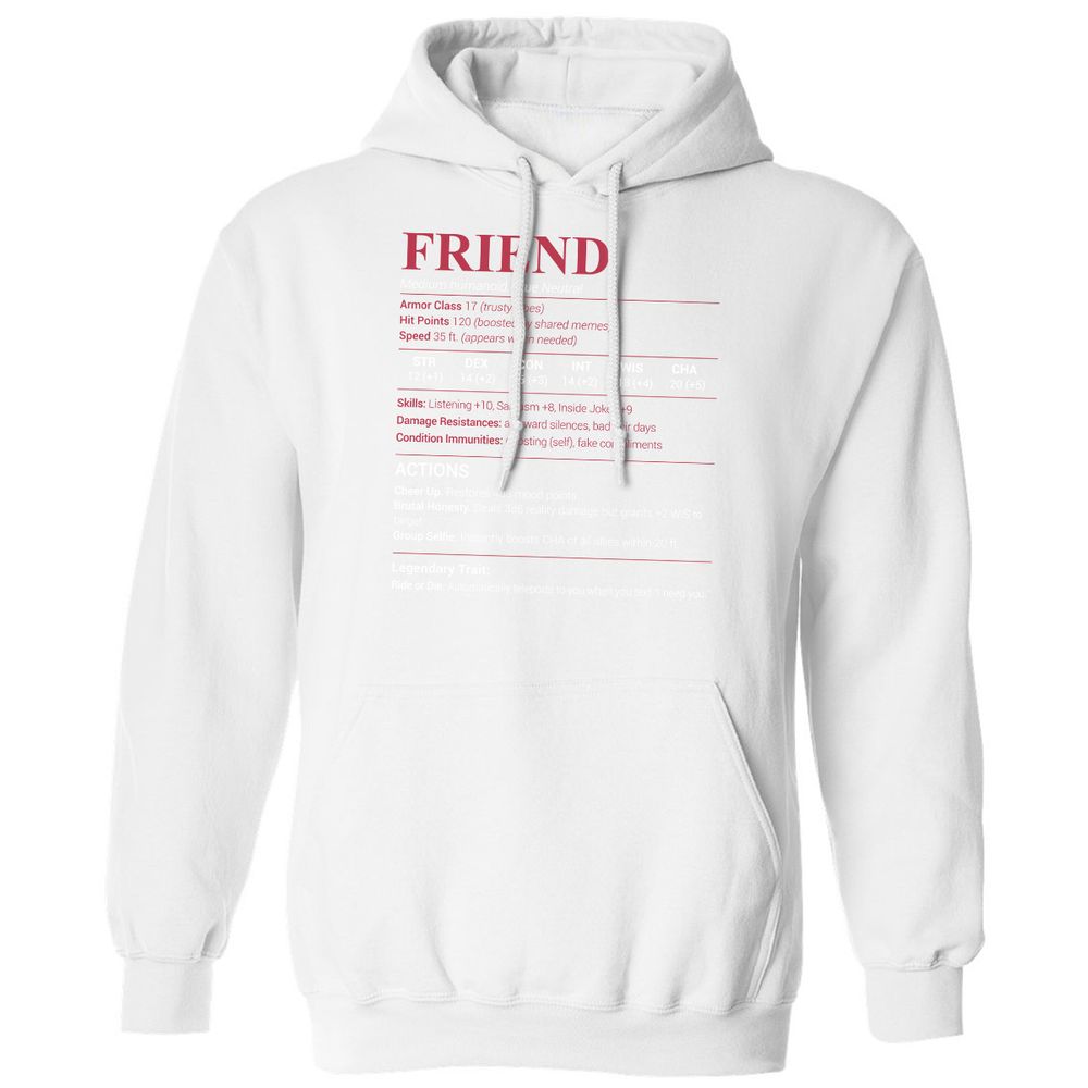 Friend Stats Classic Unisex Hoodie - White - 11