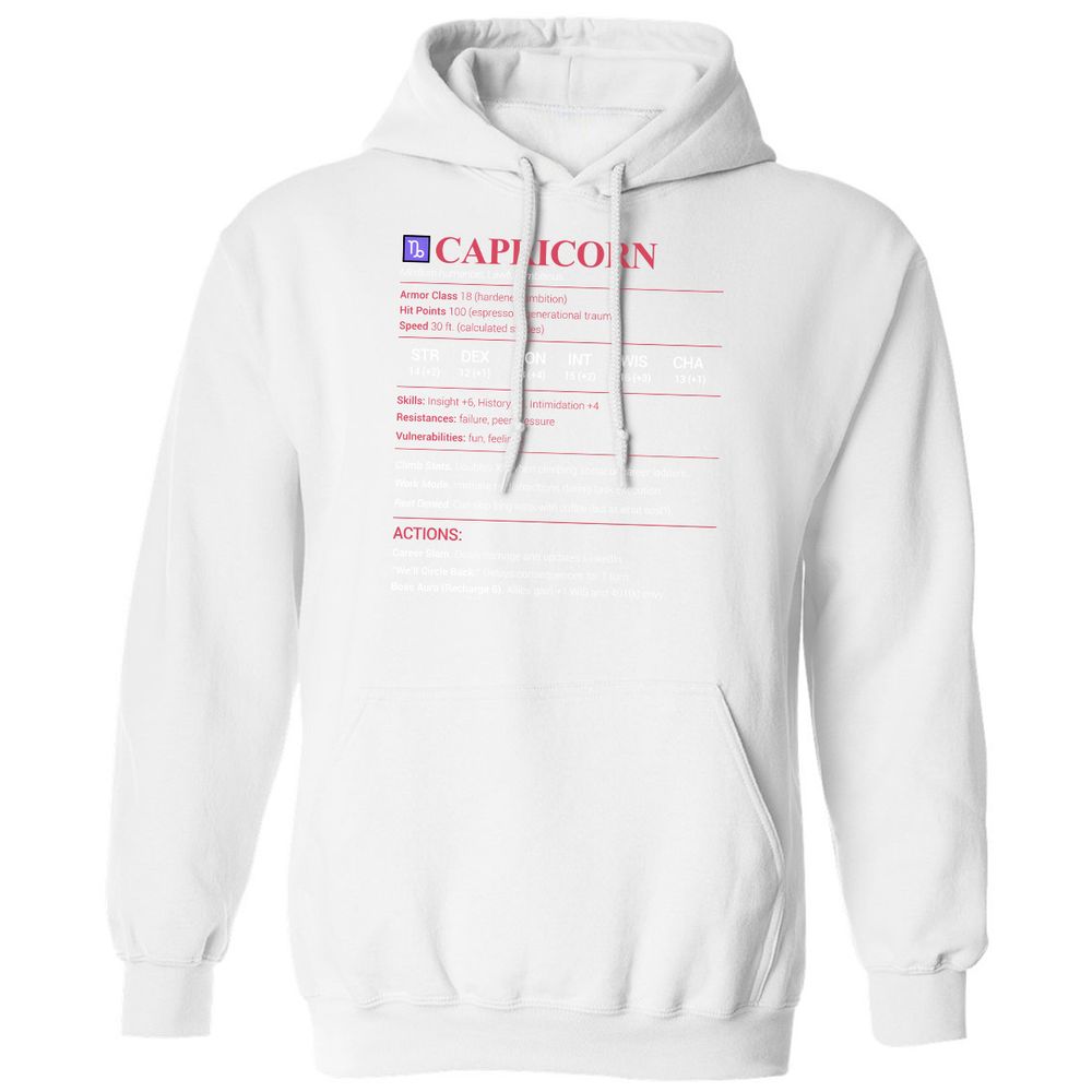 Capricorn Stats Classic Unisex Hoodie - White - 11