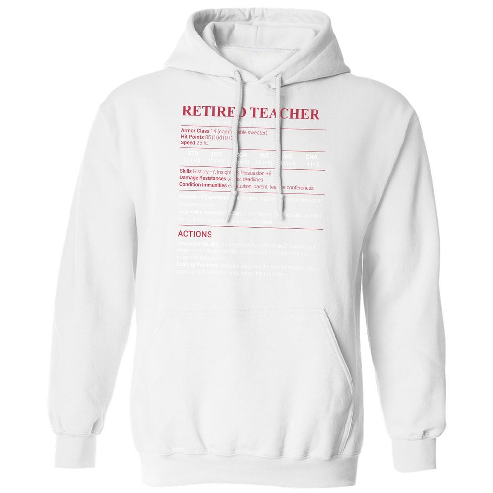Retired Teacher Classic Unisex Hoodie - White - 11